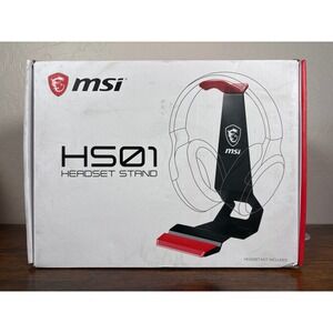 MSI HS01 Headset Stand Black Red Metal Gaming Headphone Holder with Phone Mount